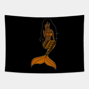 Afro Black Mermaid, Black Girl Magic Tapestry