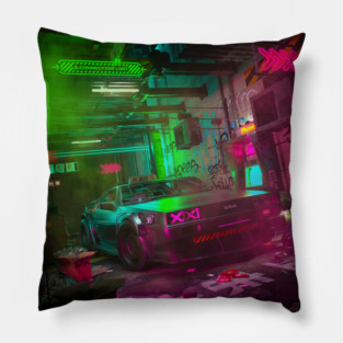 Cyberpunk Alley Pillow