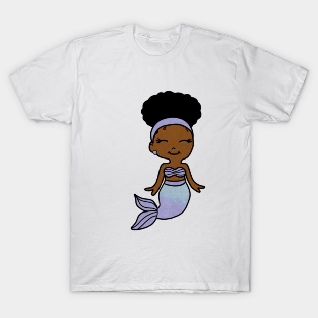 Cute Afro Girl Black Mermaid T-Shirt by logiamerch