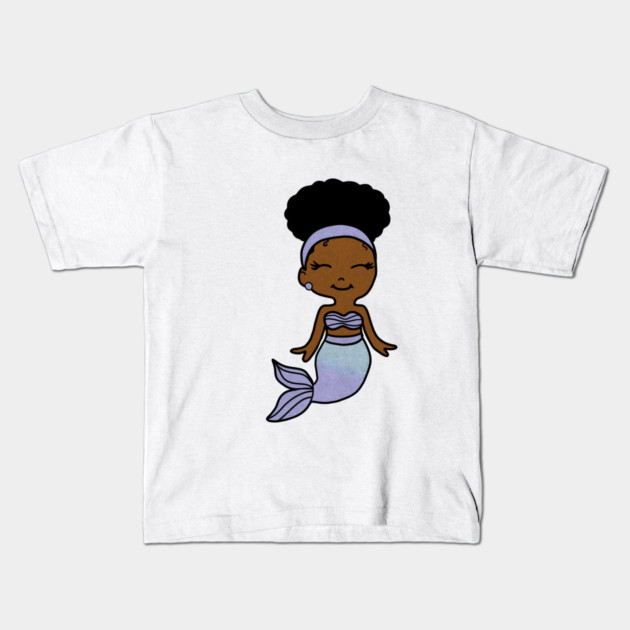 Cute Afro Girl Black Mermaid Kids T-Shirt by logiamerch