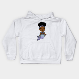 Cute Afro Girl Black Mermaid Kids Hoodie