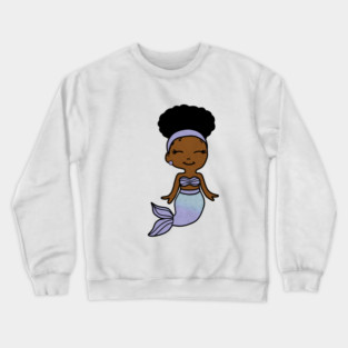 Cute Afro Girl Black Mermaid Crewneck Sweatshirt