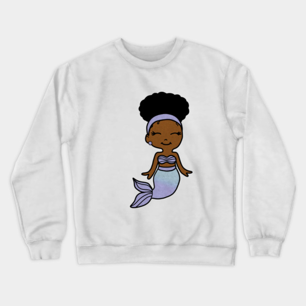Cute Afro Girl Black Mermaid Crewneck Sweatshirt by logiamerch