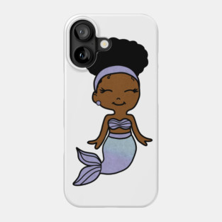 Cute Afro Girl Black Mermaid Phone Case