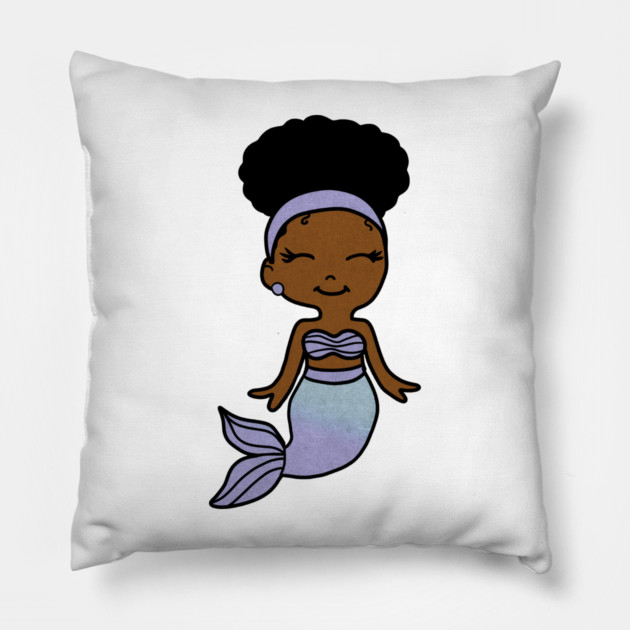 Cute Afro Girl Black Mermaid Pillow by logiamerch