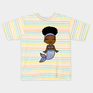 Cute Afro Girl Black Mermaid Kids T-Shirt