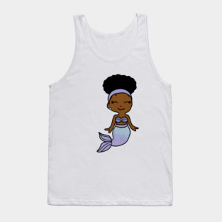 Cute Afro Girl Black Mermaid Tank Top