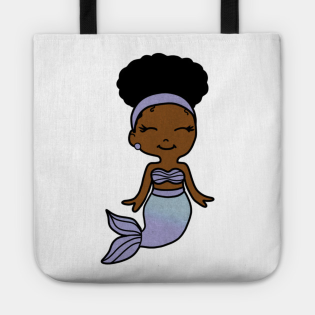 Cute Afro Girl Black Mermaid Tote by logiamerch