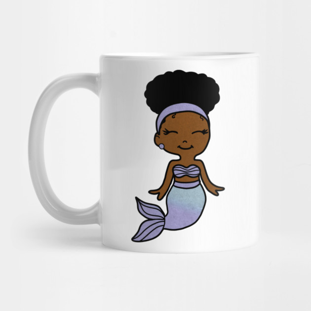 Cute Afro Girl Black Mermaid by logiamerch