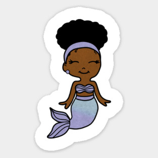 Cute Afro Girl Black Mermaid Magnet