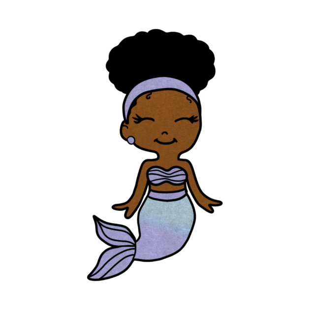Cute Afro Girl Black Mermaid by logiamerch