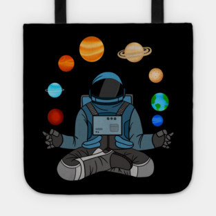 Astronaut Meditating, Yoga, Zen, Universe Tote