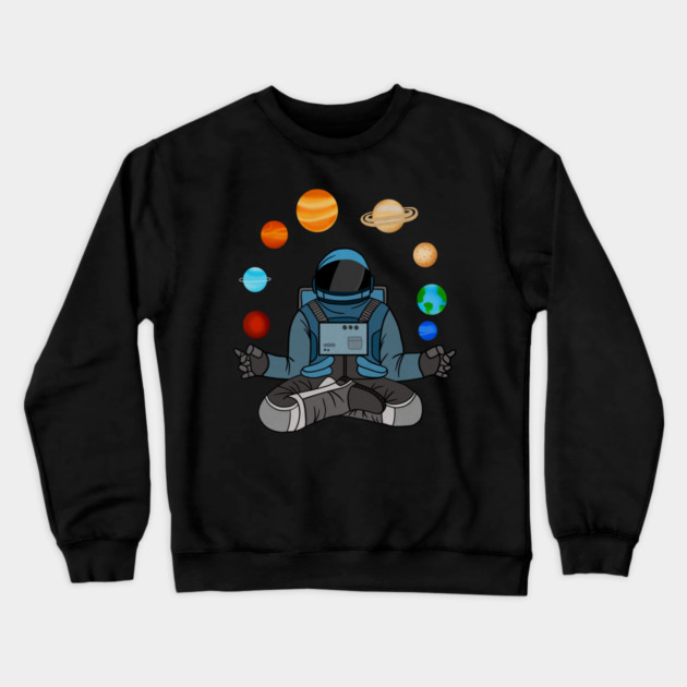 Astronaut Meditating, Yoga, Zen, Universe Crewneck Sweatshirt by logiamerch