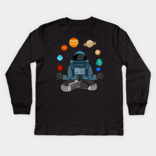 Astronaut Meditating, Yoga, Zen, Universe Kids Long Sleeve T-Shirt