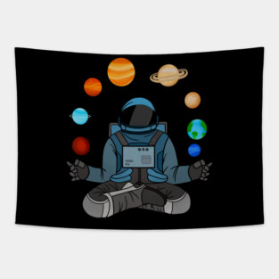 Astronaut Meditating, Yoga, Zen, Universe Tapestry