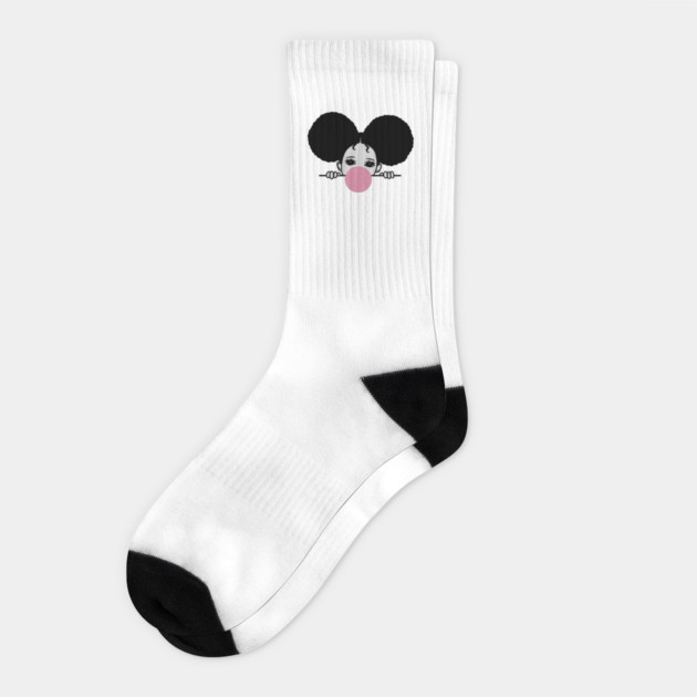 Cute Afro Girl Popping Gum, Black Girl Magic Socks by logiamerch