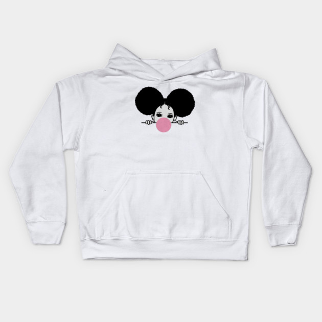 Cute Afro Girl Popping Gum, Black Girl Magic Kids Hoodie by logiamerch