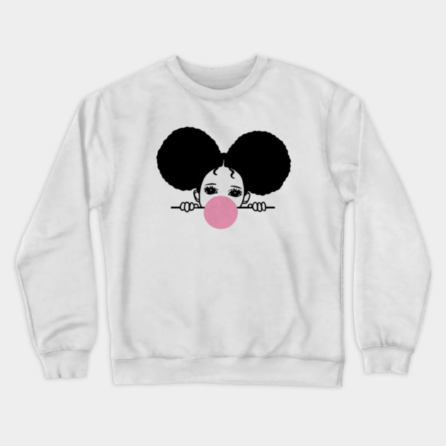 Cute Afro Girl Popping Gum, Black Girl Magic Crewneck Sweatshirt by logiamerch