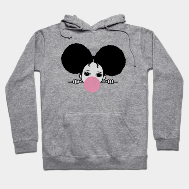 Cute Afro Girl Popping Gum, Black Girl Magic Hoodie by logiamerch