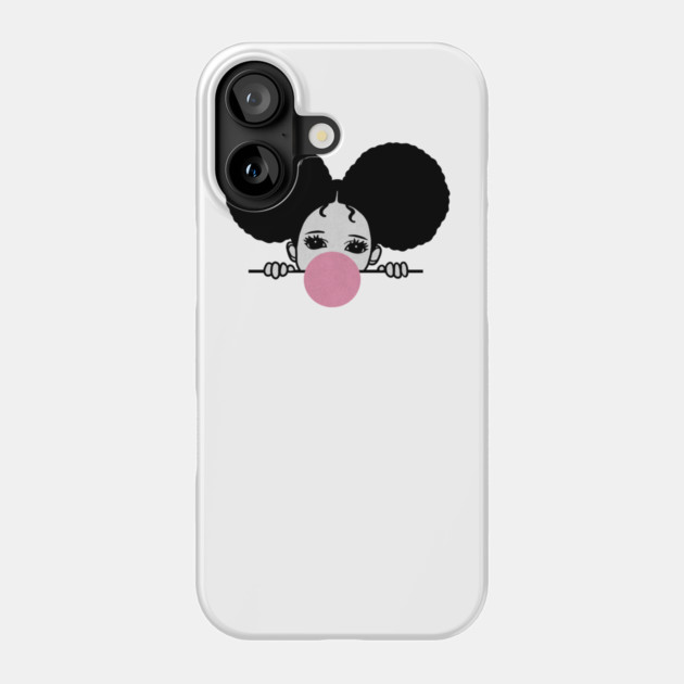Cute Afro Girl Popping Gum, Black Girl Magic Phone Case by logiamerch