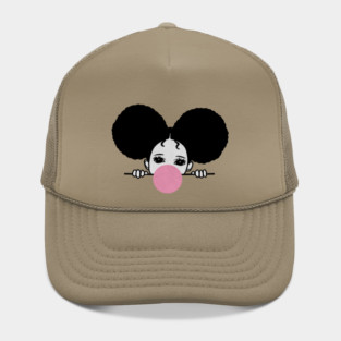 Cute Afro Girl Popping Gum, Black Girl Magic Hat