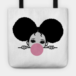 Cute Afro Girl Popping Gum, Black Girl Magic Tote
