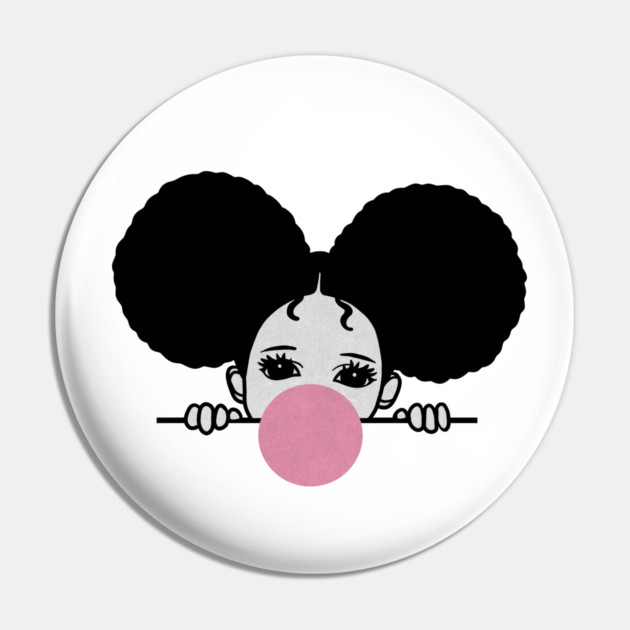 Cute Afro Girl Popping Gum, Black Girl Magic Pin by logiamerch