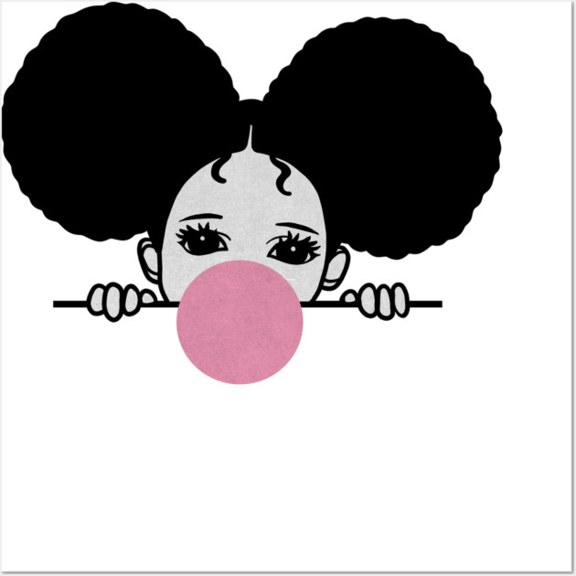 Cute Afro Girl Popping Gum, Black Girl Magic Wall Art by logiamerch