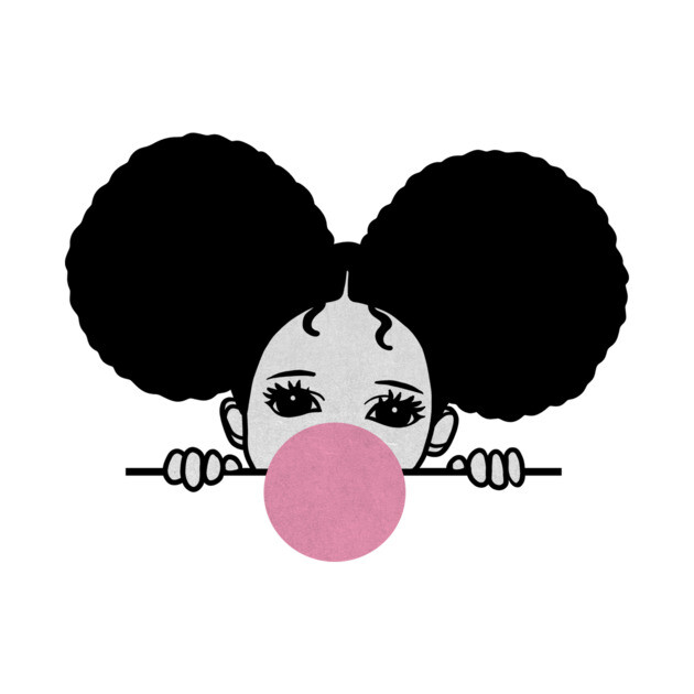 Cute Afro Girl Popping Gum, Black Girl Magic by logiamerch