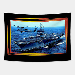 USS Enterprise Aircraft Carrier Tapestry