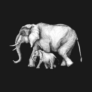 Mama Elephant and Baby Tag-a-long T-Shirt