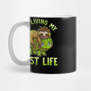 Cute Sloth & Turtle I'm Living My Best Life Mug