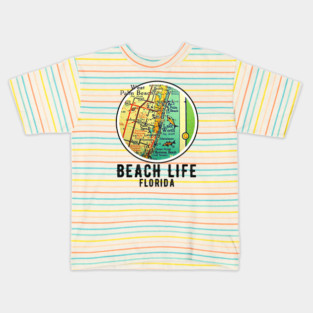 West Palm Beach Vintage Map Beach Life Florida Kids T-Shirt