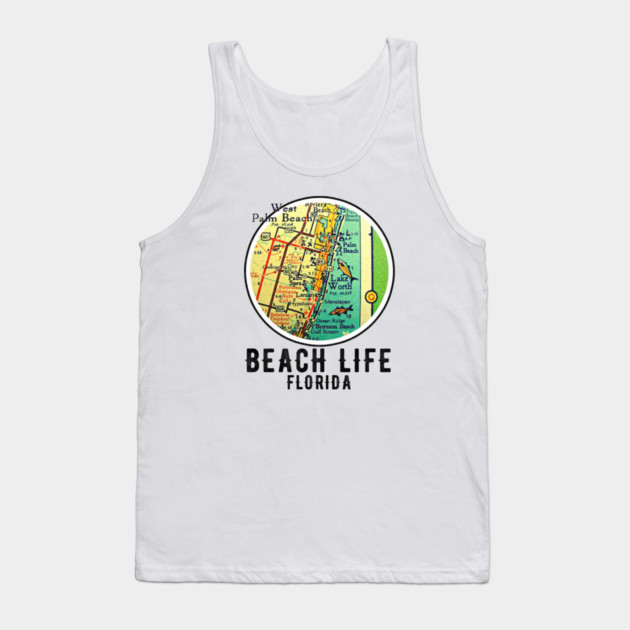 West Palm Beach Vintage Map Beach Life Florida Tank Top by Joaddo