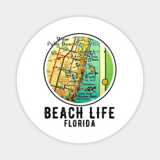 West Palm Beach Vintage Map Beach Life Florida Magnet