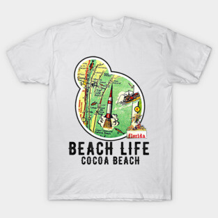 Florida Cocoa Beach Vintage Map Ocean Beach Life T-Shirt