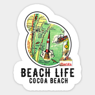 Florida Cocoa Beach Vintage Map Ocean Beach Life Magnet