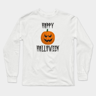 Happy Halloween Scary Jack O Lantern Smile Long Sleeve T-Shirt