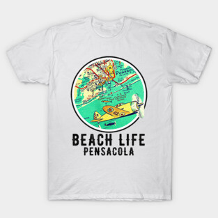 Pensacola Florida Beach Life Vintage Old Map Style T-Shirt