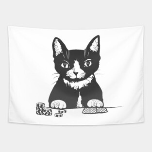 Poker Cat Face Tapestry