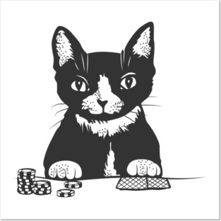 Poker Cat Face Posters and Art