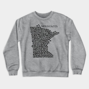 Minnesota State Outline Maze & Labyrinth Crewneck Sweatshirt