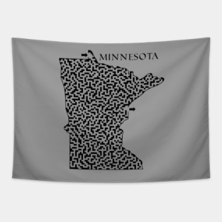 Minnesota State Outline Maze & Labyrinth Tapestry