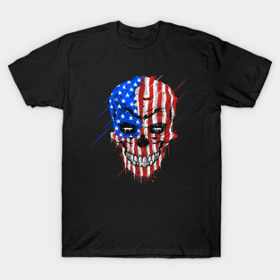 Skull Head Usa Flag T-Shirt