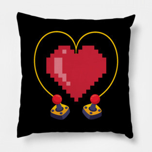 Vintage Controllers 8 Bit Heart Valentine's Day Pillow