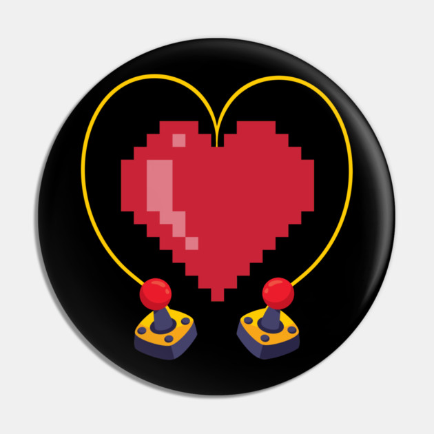 Vintage Controllers 8 Bit Heart Valentine's Day Pin by belownormal
