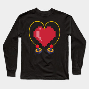 Vintage Controllers 8 Bit Heart Valentine's Day Long Sleeve T-Shirt
