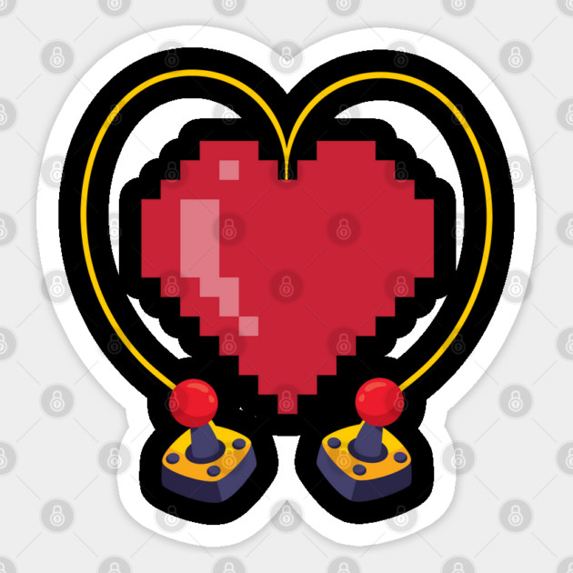 Vintage Controllers 8 Bit Heart Valentine's Day Sticker by belownormal