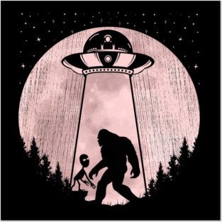 Bigfoot Ufo Abduction aliens Posters and Art
