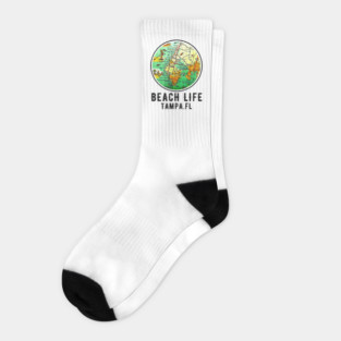 Tampa Bay Florida Vintage retro Old Map Beach Life Socks